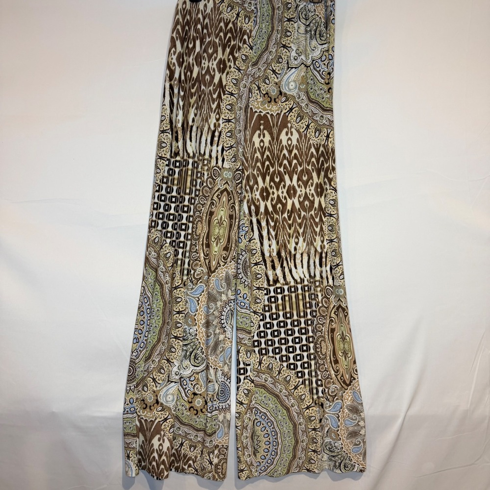Chicos Womens Paisley Animal Print Wide Leg Palazzo Pants Brown Multi Size 1